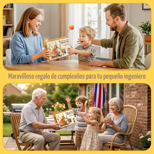 Vista 9 de Azulejos magnéticos para niños de 4 a 8 años, juguetes de construcción con Amarillo y rojo