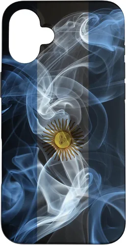 Vista 23 de iPhone 16 Smoky Argentina Flag - Funda de orgullo argentino estilo humo