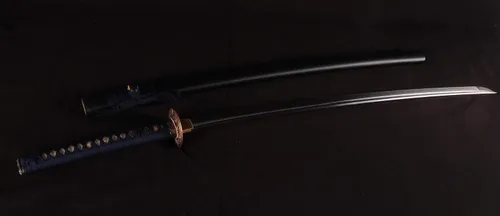 Vista 2 de Espada Katana Samurai, espada forjada a mano, acero de alto carbono 1095, práctica, corte real, afilada, hoja de espiga completa, Tsuba temática