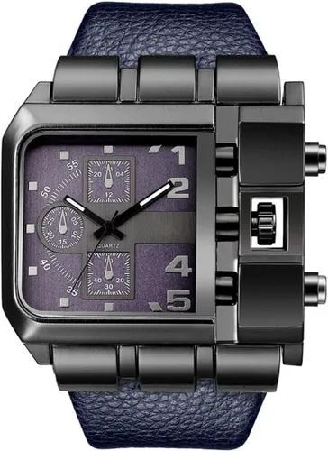 Vista 12 de Reginald Hip Hop 53MM Men's Large Face Square Watch, Red Negro