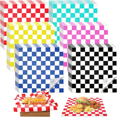 Vista 7 de Colarr 1000 hojas de papel encerado a granel de 15 x 15 pulgadas, papel grande para envolver sándwiches a cuadros, para hamburguesas, pan, Negro