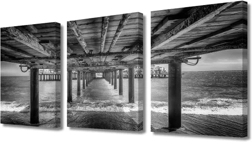 Vista 35 de TUMOVO Cuadros de la ciudad de Nueva York, arte de pared en blanco y negro, 3 paneles, rascacielos del centro de América, impresiones artísticas