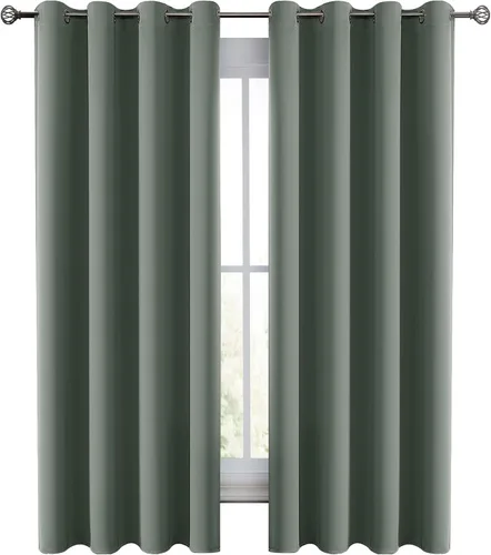 Vista 26 de LUX Décor - Juego de 2 paneles de cortinas opacas de alta calidad de 63 pulgadas de largo, cortinas de oscurecimiento de habitación con aislamiento