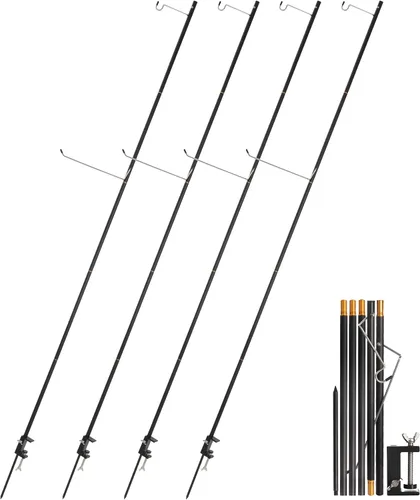 Vista 11 de REDCAMP Farol plegable de 72 pulgadas de alto con estacas y ganchos, postes de lámpara plegables de aleación de aluminio ultraligeros portátiles