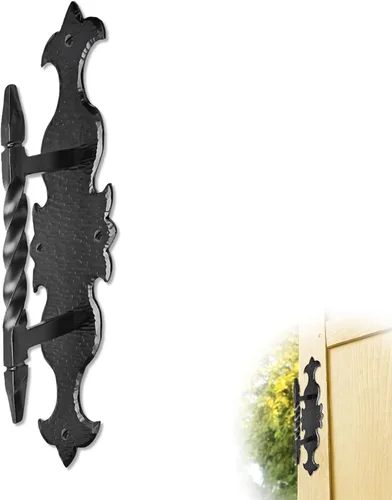 Vista 19 de Tirador o manija decorativa de hierro forjado a mano de 4.5 pulgadas Serie Farmhouse Acabado negro para cofres, armarios, baúles y puertas