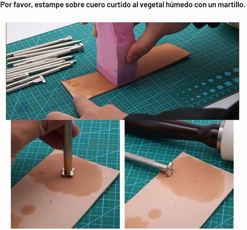 Vista 6 de Sellos de cuero, 2pcs herramientas de estampado para el trabajo