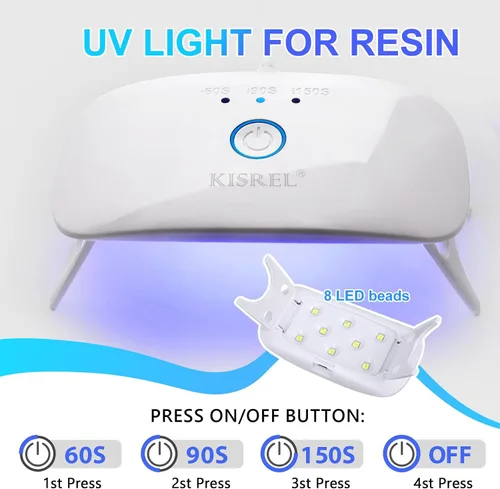 Vista 4 de KISREL - Kit de resina UV de 7.05 oz con luz y moldes, kit de resina de 8