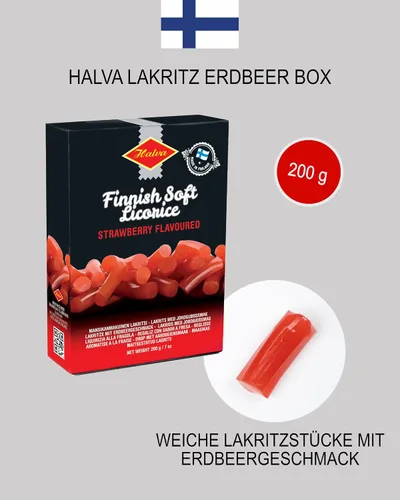 Vista 2 de Halva Regaliz rojo finlandés dulce fresa 7.05 oz piezas de regaliz