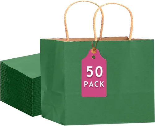 Vista 11 de qiqee Paquete de 50 bolsas de regalo de papel negro con asas a granel 13"x10.3"x4.6" bolsas de favor para fiestas de tamaño grande múltiples usos