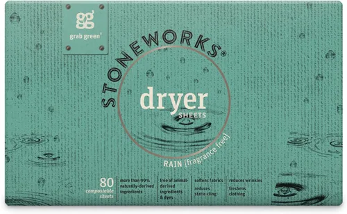 Vista 14 de Grab Green Stoneworks - Hojas compostables para secadora, aroma de rama de abedul, 80 unidades, suavizante de ropa a base de plantas y minerales que