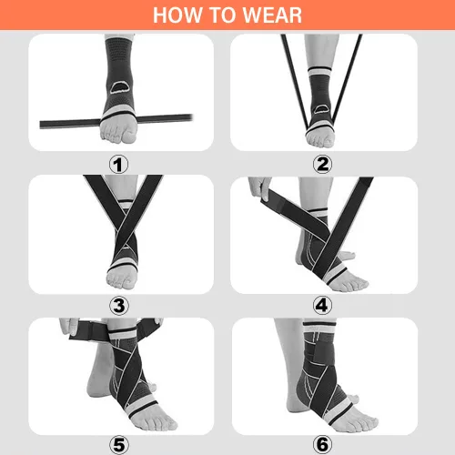 Vista 3 de Tobillera de compresión ajustable para hombres y mujeres, tobillera para fascitis plantar, tendón de Aquiles, esguince de tobillo, estabiliza Naranja