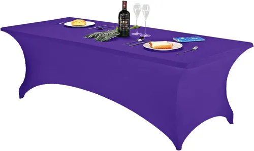 Vista 133 de FORLIFE - Funda de mesa de elastano, mantel ajustado de 4 pies para mesas rectangulares, funda elástica para patio, universal para bodas, banquetes