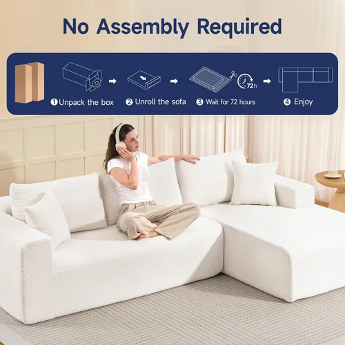 Vista 6 de Sofá modular Cloud 2026 de 108 pulgadas, sofá modular con asiento profundo, sofá modular con diván en forma de L, sofás modernos para sala de estar