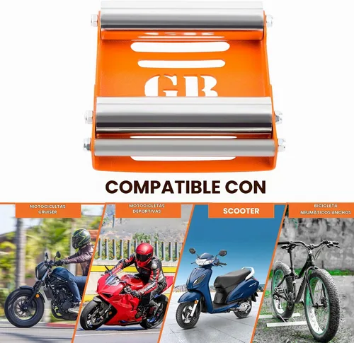 Vista 9 de Grand Pitstop Soporte de limpieza de ruedas para motocicletas - Reemplazo de soporte de paddock - Soporte rodillo de rueda para limpieza de Naranja
