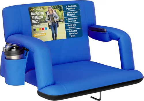 Vista 15 de Alpcour Asiento plegable para estadio – Silla de apoyo para adultos amplios reclinables de lujo para adultos para blanqueadores – Mejor extra grueso