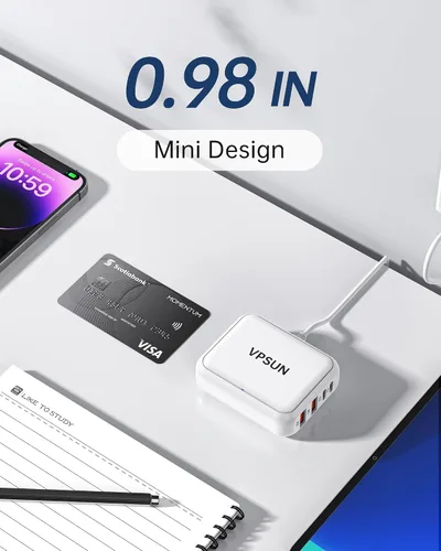 Vista 4 de Cargador USB C de 8 puertos, estación de carga rápida para múltiples dispositivos, concentrador de carga USB multipuerto para iPhone, Samsung