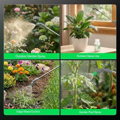 Vista 6 de VIVOSUN Pulverizador de bomba de 1 galón/4L, rociador de agua de jardín para plantas, malezas y cuidado del césped, con 3 boquillas, manguera de 50