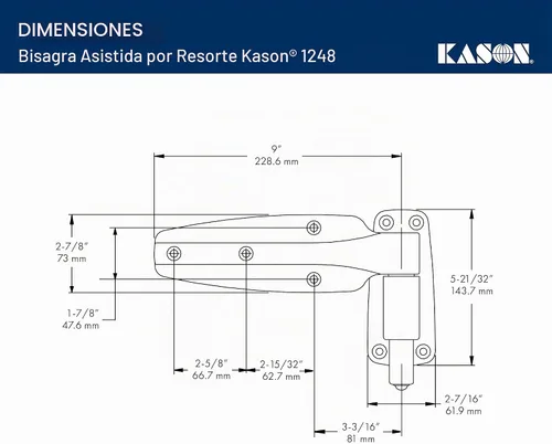 Vista 6 de Kason 1248000004 Bisagra asistida por resorte, paquete de 2, desplazamiento al ras