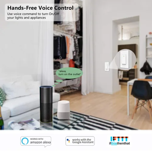 Vista 2 de Interruptor inteligente WiFi de pared, interruptor de luz de pared, compatible con Alexa y Google Home