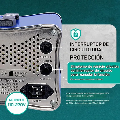 Vista 8 de LiteFuze Convertidor de voltaje de 1500 W - 110 V a 220 V y transformador elevador de 220 V a 110 V - Protección dual del disyuntor - Salida