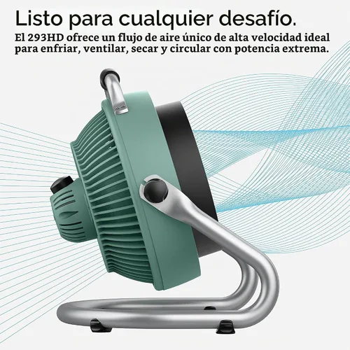 Vista 4 de [Usado] Vornado Ventilador de taller grande y resistente 293, ventilador eléctrico de 3 velocidades, carcasa de alto impacto, motor con Verde