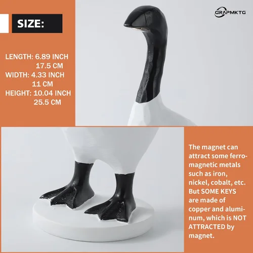 Vista 3 de GRAPMKTG Lindo soporte magnético para llaves de ganso de escritorio, estatua de escritorio, decoración divertida de dormitorio, regalos