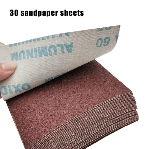 Vista 4 de 1/4 Hoja de papel de lija de 4.5 x 5.5 pulgadas, papel de lija húmedo y seco, 30 piezas de hojas de lija para lijadoras de palma, lijado manual