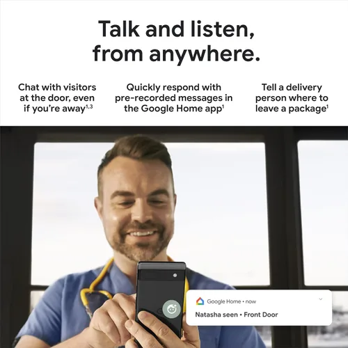 Vista 7 de Google Nest Doorbell (Cable, 2ª generación) - Cámara de timbre de video con cable - Cámara de seguridad para timbre de puerta - Nieve