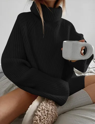 Vista 3 de ZESICA Women's 2023 Winter Sweaters Oversized Turtleneck Long Sleeve Chunky Knitted Tunic Pullover Tops