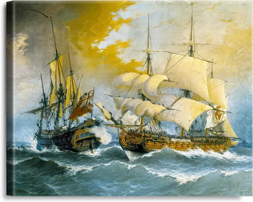 Vista 101 de A&T ARTWORK A Brisk Breeze por Willem van de velde Reproducciones de pintura de velero, impresiones en lienzo giclée para decoración del hogar, 20 x