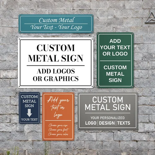Vista 7 de Letrero de metal personalizado impreso en UV - Letreros de metal personalizados para exteriores con texto, foto y logotipo - Letrero personalizado