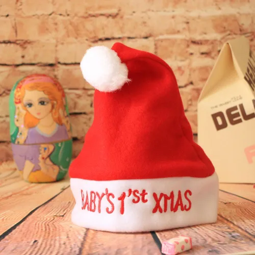 Vista 2 de VANTATY Sombrero de Papá Noel para bebé, de un año, recién nacido, unisex, para niños pequeños, niñas, niños, primer año, sombrero de Papá Noel