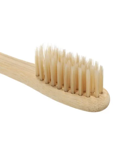 Vista 5 de Cepillo de dientes de bambú paquete de 2 unidades. Cepillo de dientes de madera respetuoso con el medio ambiente Fibra de bambú/nailon. Cómodo