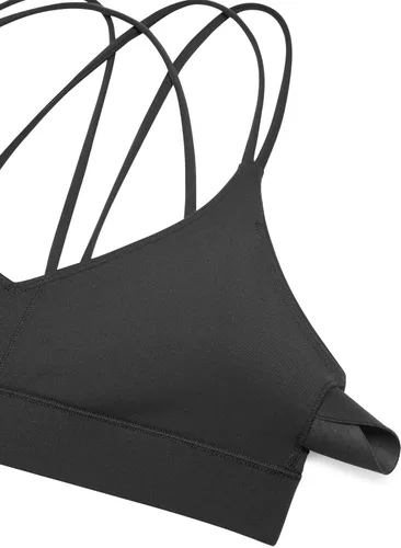 Vista 5 de CRZ YOGA Butterluxe - Brasier deportivo con tirantes delgados y cuello en V para mujer, brasier con relleno de tirantes delgados y sexy, sin