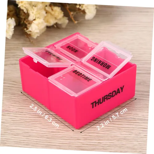 Vista 6 de GLEAVI Caja de almacenamiento de 7 28 píldoras, caja de plástico, pastillero, pastillero, cajón verde, organizador de medicamentos, organizador