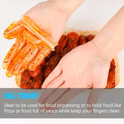 Vista 4 de Meekear 200 PCS Food Prep Disposable Gloves, TPE Clear Latex-Free Food Safe Cleaning Gloves, BPA Free, Powder Free, Oil Tight