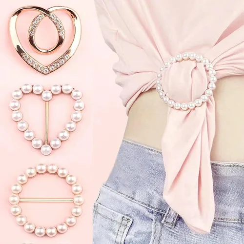 Vista 55 de 4 piezas de clip de anillo de bufanda para mujer, broche de perlas y flores, hebilla de metal para chal, accesorios de decoración para damas y niñas