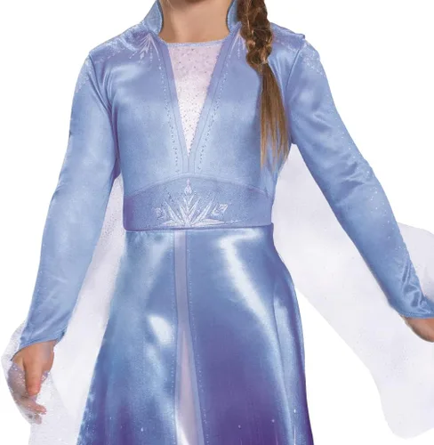 Vista 3 de Disney Elsa Frozen 2 - Disfraz clásico de Halloween para niña azul 2T