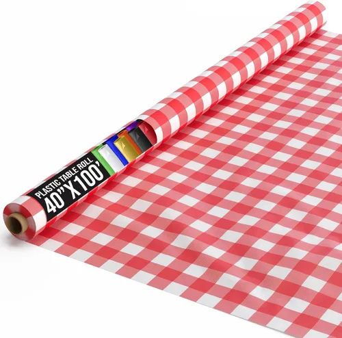 Vista 102 de Exquisito rollo de mantel de mesa de plástico aqua de Party Solids 4 piezas 40" X 300' Rollo de mantel de mesa de plástico - Rollos de mantel