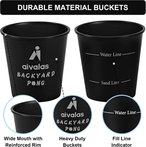 Vista 3 de Aivalas Yard Pong Outdoor Games, Giant Yard Games Set with 12 Buckets and Balls for Adults and Family, Toss Game Throwing Games for Beach, Camping