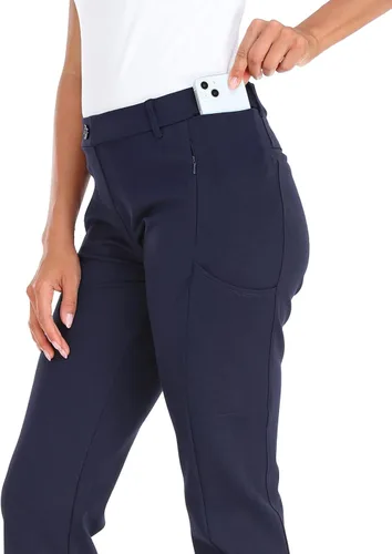 Vista 4 de HDE Pantalones de yoga para mujer, pierna recta, pantalones de meter con 8 bolsillos