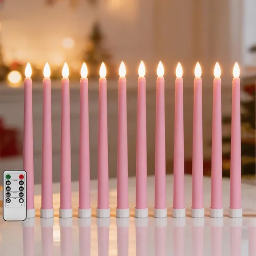 Vista 31 de Velas cónicas sin llama negras con control remoto, velas LED parpadeantes que funcionan con pilas, juego de 6
