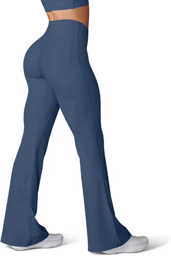 Vista 115 de HEGALY Pantalones de yoga acampanados para mujer, leggings cruzados, suaves, de cintura alta, pantalones casuales de entrenamiento con corte de bota