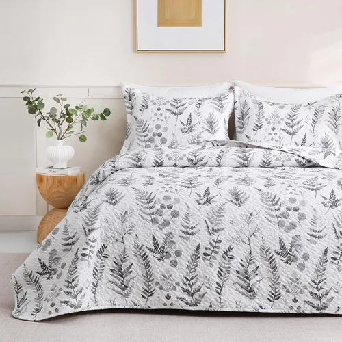 Vista 10 de JSD Juego de edredón floral paisley negro, tamaño twin, 2 piezas de cubrecamas estampadas con funda de almohada, manta acolchada de microfibra suave