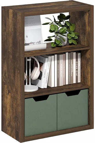 Vista 61 de Furinno LUDER - Estantería de libros, estantería moderna de 2 niveles, estantería abierta de 9 x 16 x 21, para sala de estar, dormitorio, oficina