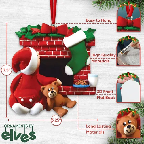 Vista 3 de Adorno personalizado para árbol de Navidad 2024 – Adorno de Navidad de la segunda Navidad de Papá Noel 2024 esperando para árbol de Navidad, adorno