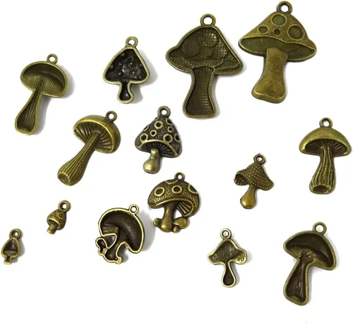 Vista 5 de Honbay 42 dijes de aleación de hongos, bonitos hallazgos de joyería para aretes, collares, pulseras, llaveros y manualidades (7 estilos), aleación