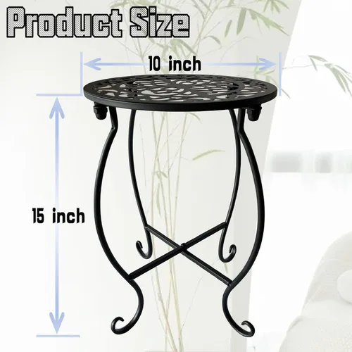 Vista 6 de Soporte para plantas para interiores y exteriores, soporte para macetas de 15 pulgadas de alto, soporte redondo de esquina de metal para maceta