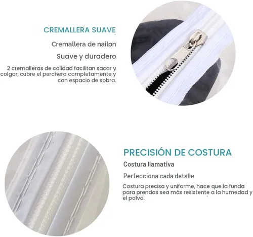 Vista 3 de Ruibo Funda Transparente para Perchero de Ropa, Funda para Perchero de Ropa con 2 Cremalleras Duraderas/Ropa Impermeable, Protector a Prueba