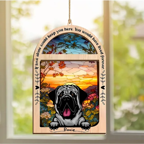 Vista 220 de LOVELYPOD Adorno de Navidad personalizado de sabueso afgano, atrapasoles con nombre, regalos de pérdida de mascotas, regalos para amantes